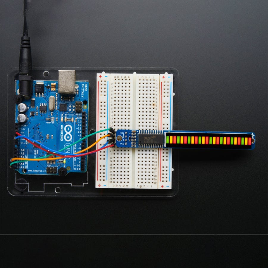 Bi-Color (Red/Green) 24-Bar Bargraph w/I2C Backpack Kit - The Pi Hut