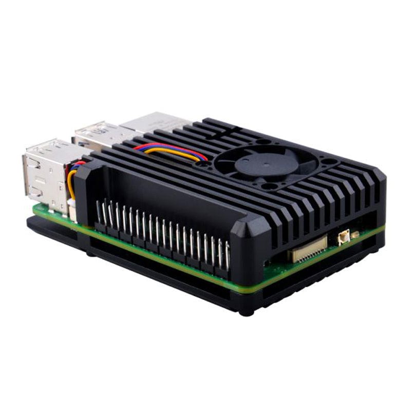 Black Aluminum Case With Heatsink Fan for Raspberry Pi 5 - The Pi Hut