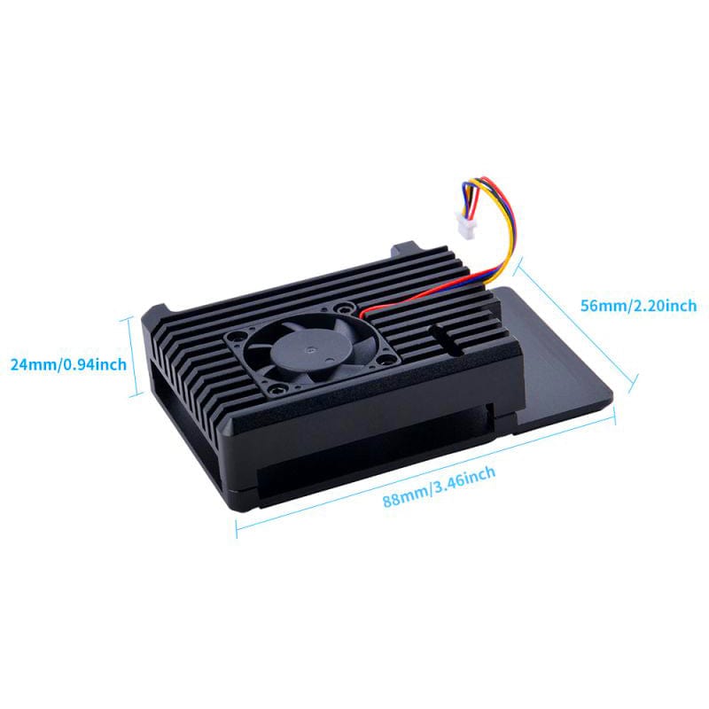 Black Aluminum Case With Heatsink Fan for Raspberry Pi 5 - The Pi Hut