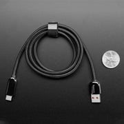 Black Woven USB A to USB C Cable with 66W Watt Display - 1 meter - The Pi Hut
