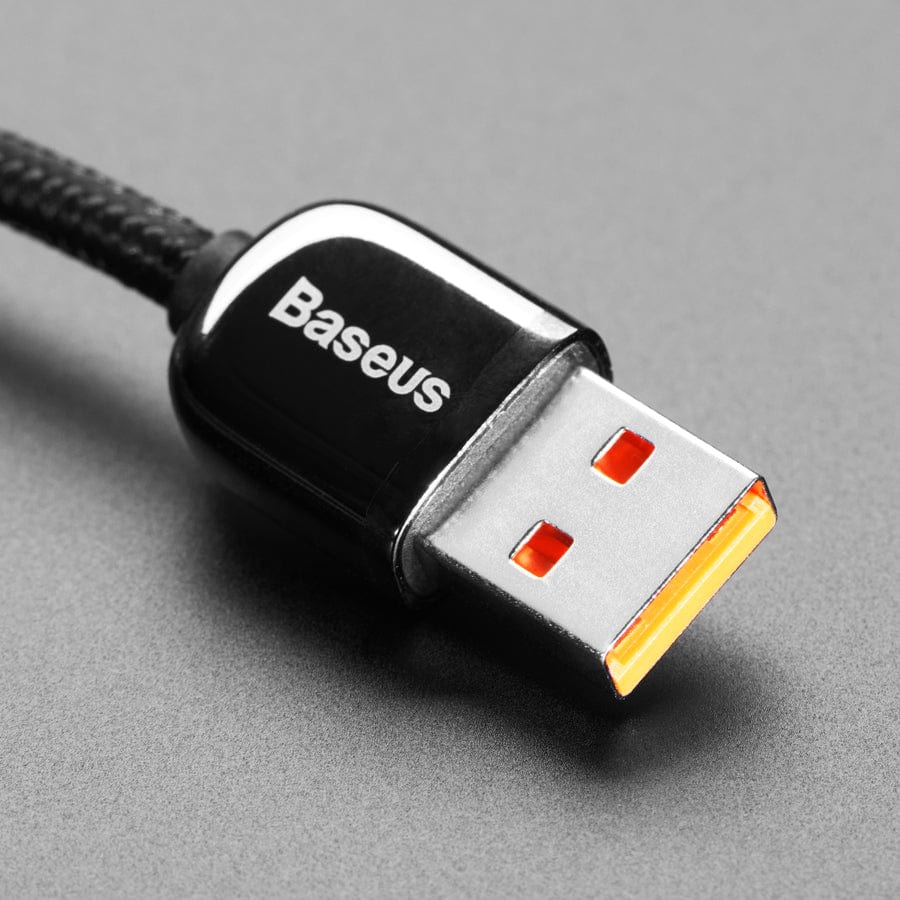 Black Woven USB A to USB C Cable with 66W Watt Display - 1 meter - The Pi Hut