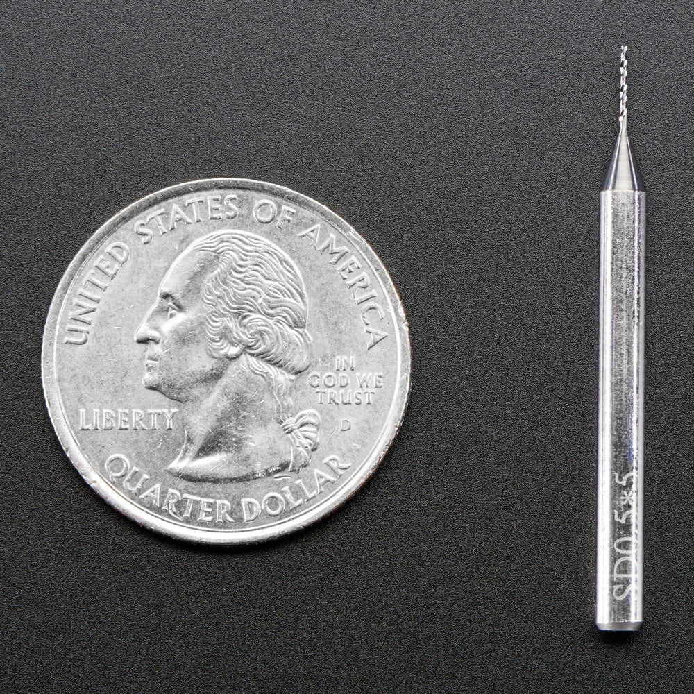 Carbide Square End Mill - 1/8" Shaft - 0.5mm Diameter by Adafruit - The Pi Hut