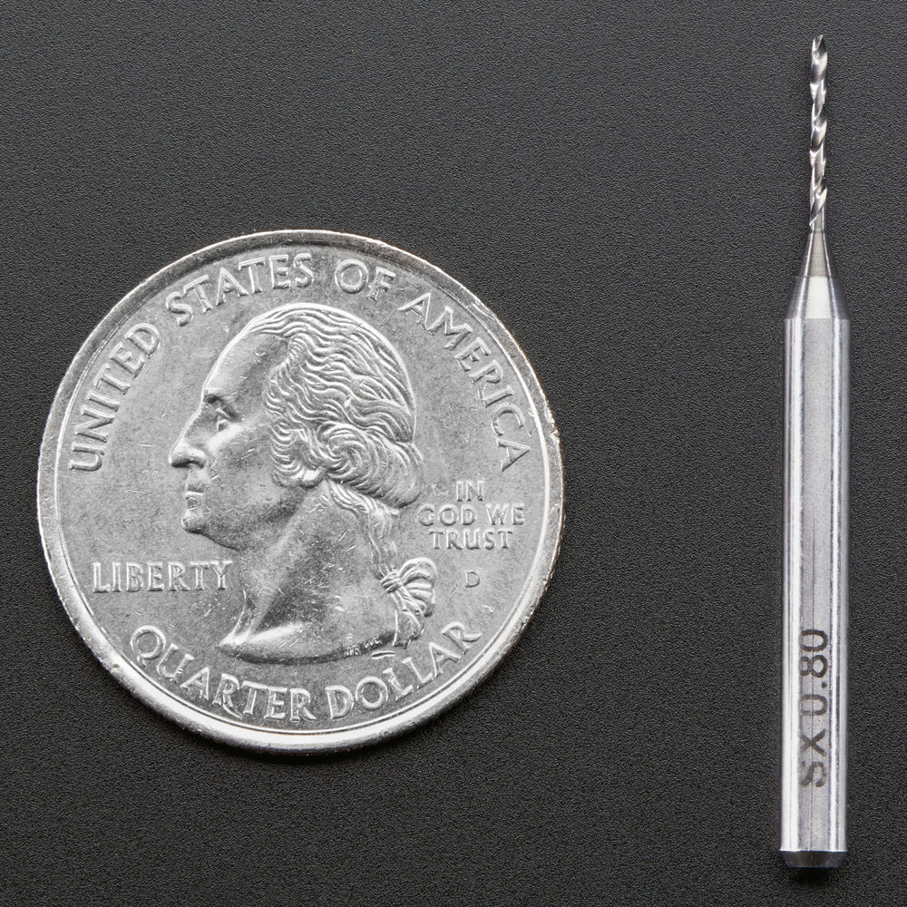Carbide Square End Mill - 1/8" Shaft - 0.8mm Diameter by Adafruit - The Pi Hut