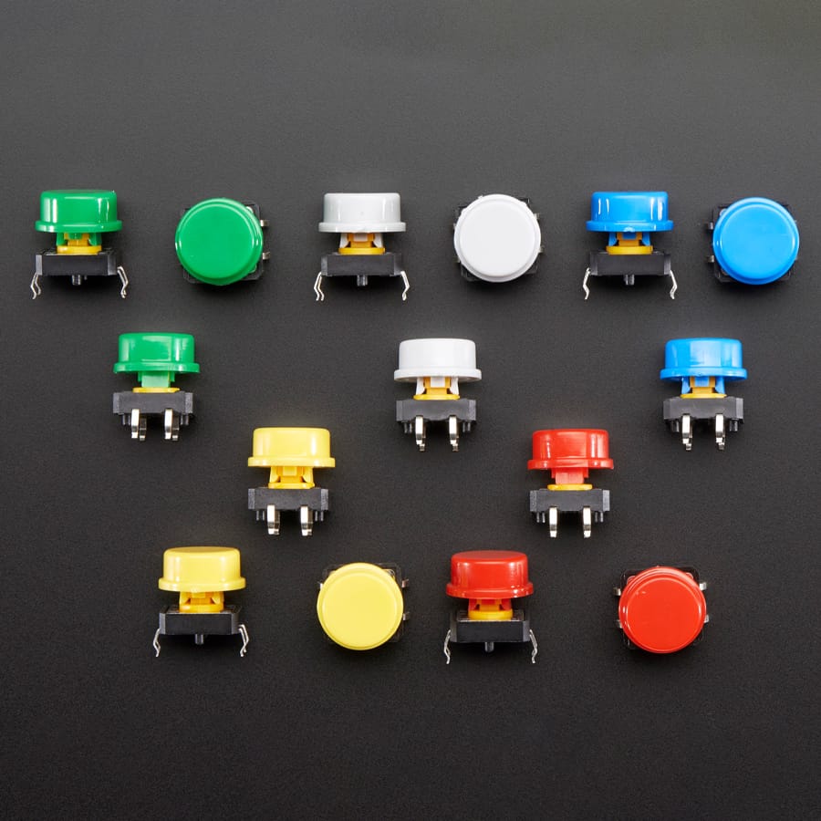 Colourful Round Tactile Button Switch Assortment - 15 pack by Adafruit - The Pi Hut