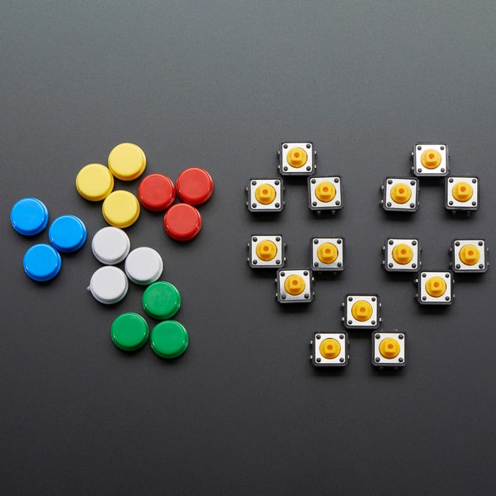 Colorful Round Tactile Button Switch Assortment - 15 pack - The Pi Hut