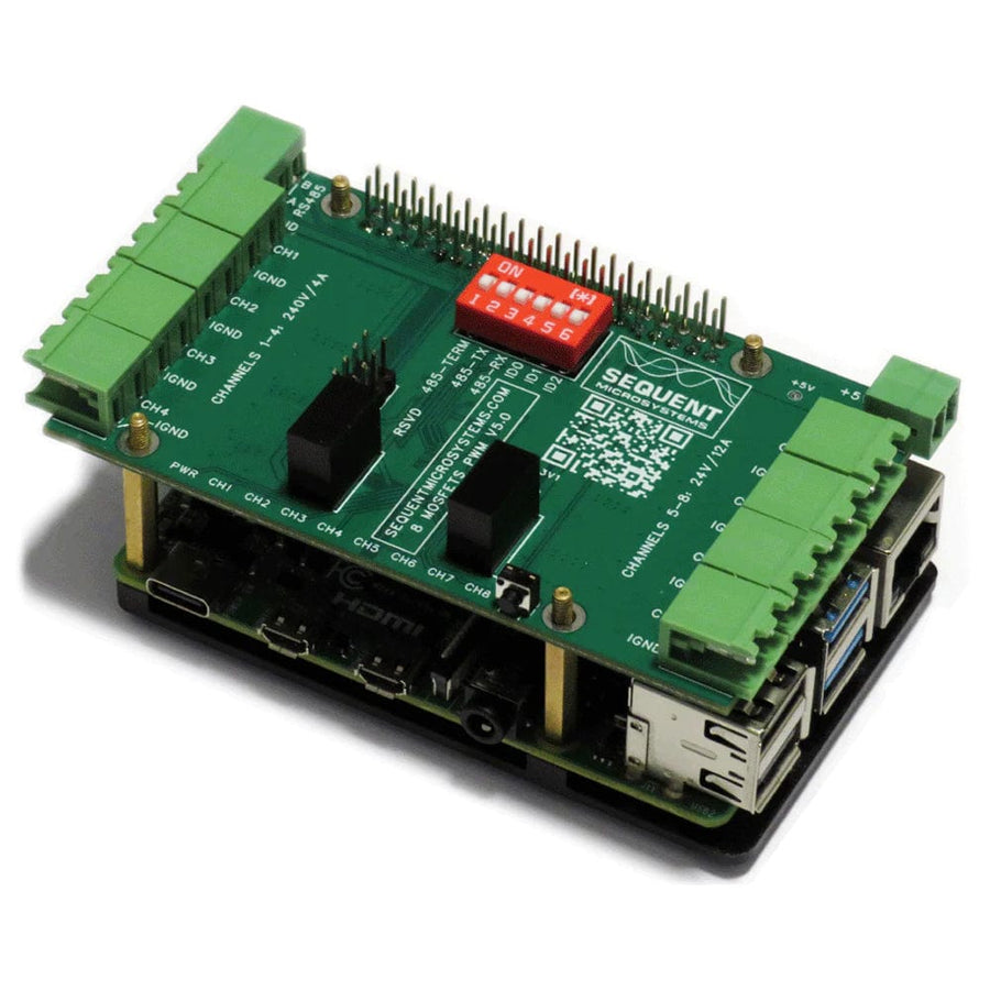 Eight MOSFETS 8-Layer Stackable HAT for Raspberry Pi | The Pi Hut