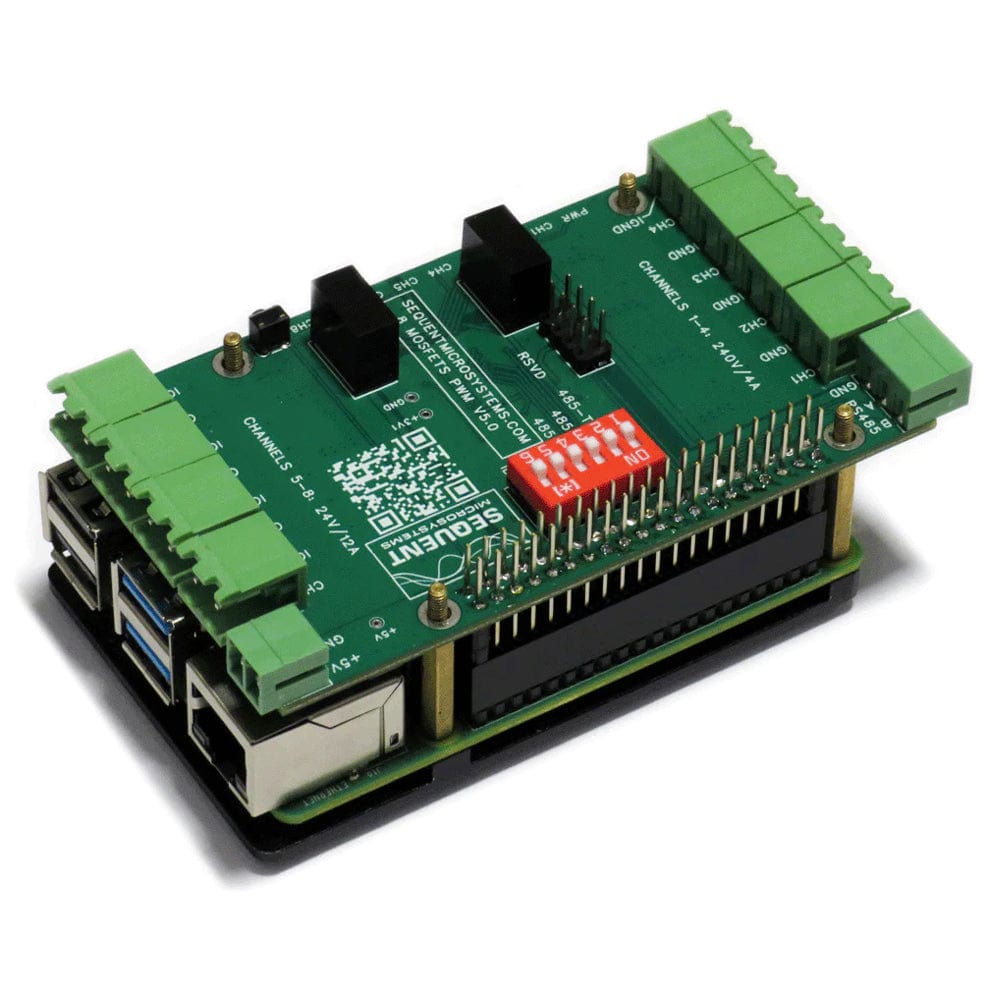 Eight MOSFETS 8-Layer Stackable HAT for Raspberry Pi - The Pi Hut