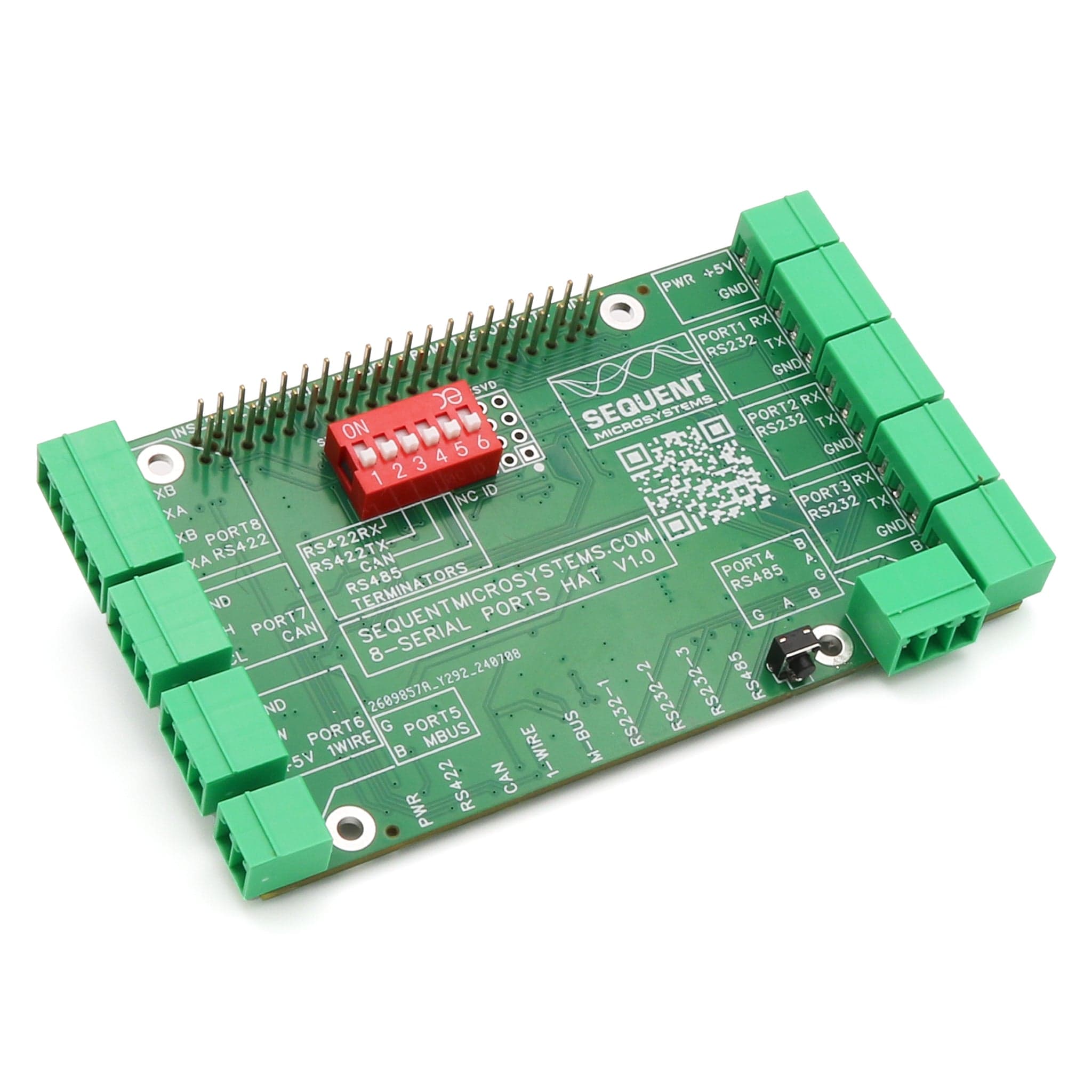 Eight Serial Ports 2-Layer Stackable HAT for Raspberry Pi