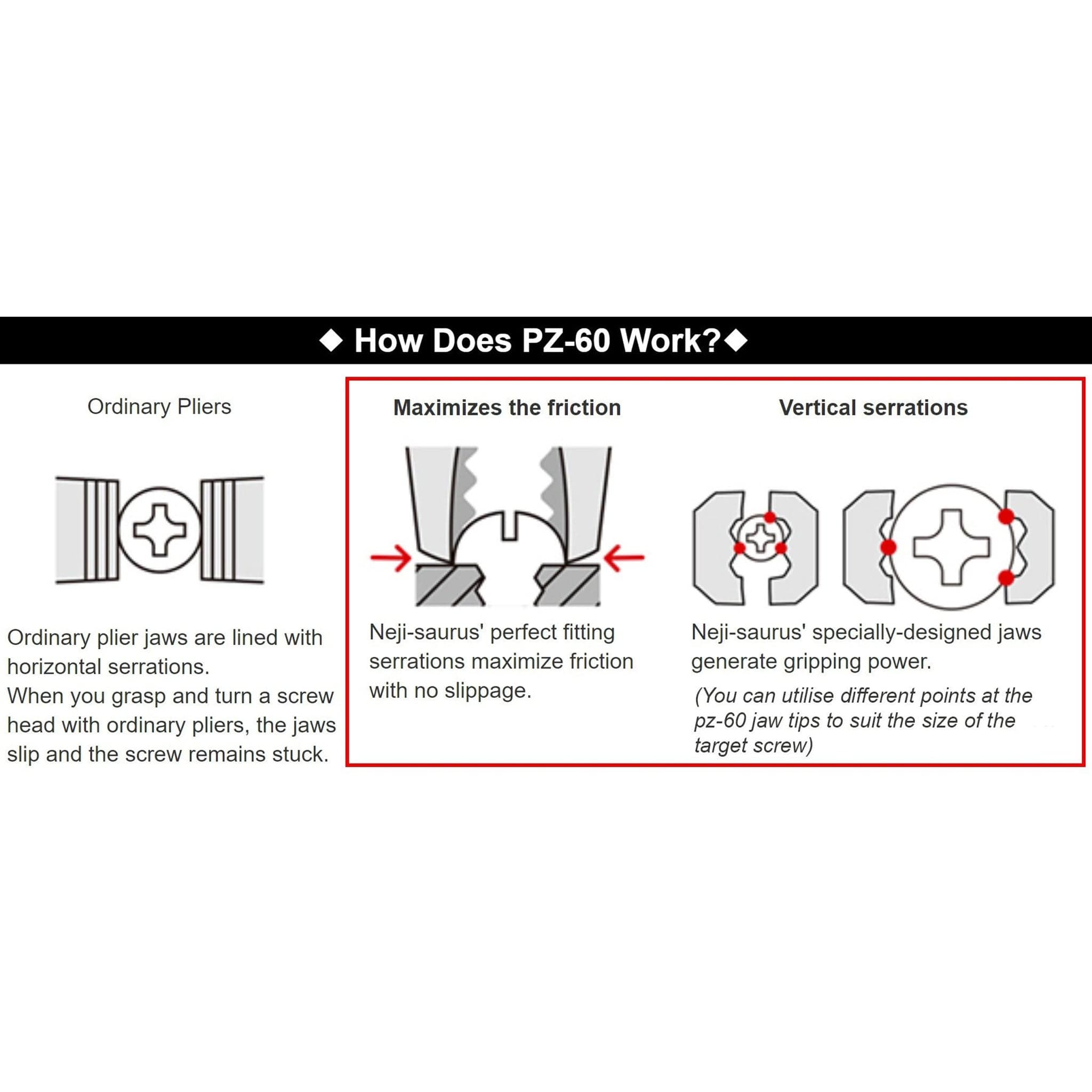 Engineer PZ-60 Neji-Saurus Long-Nose Screw Removal Pliers