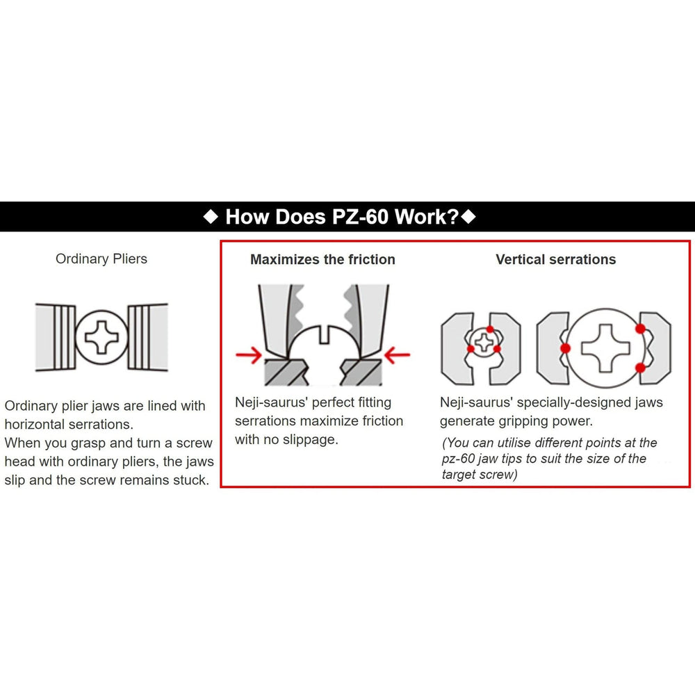 Engineer PZ-60 Neji-Saurus Long-Nose Screw Removal Pliers