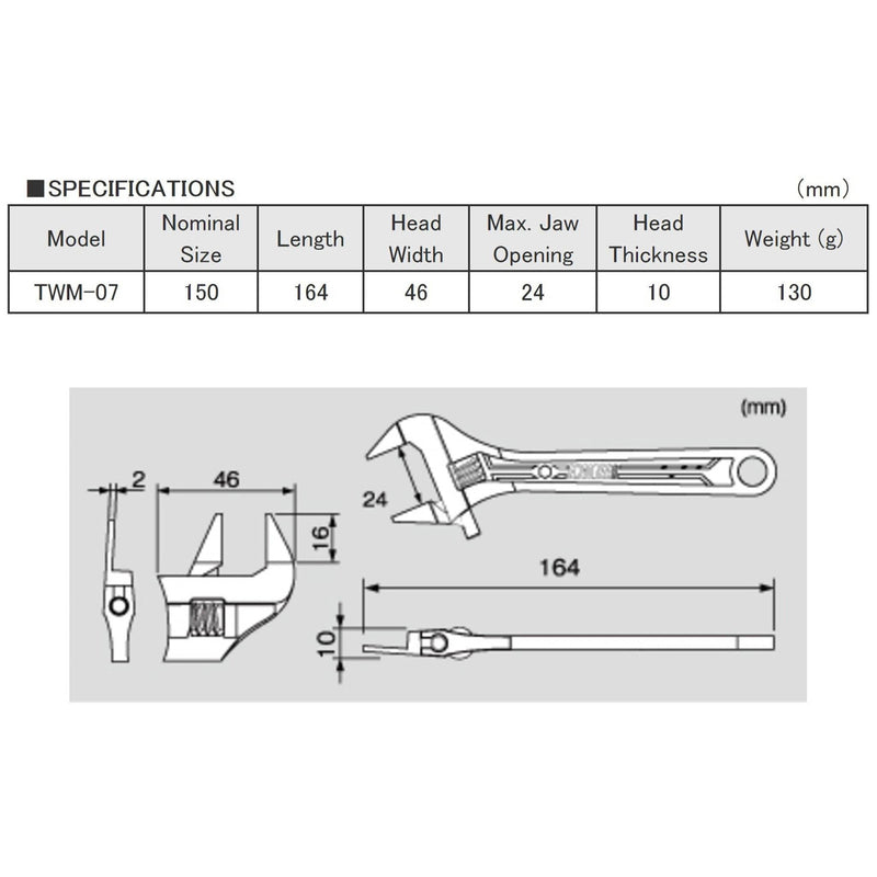 Engineer® TWM-07 Slim-Jaw Adjustable Spanner - The Pi Hut