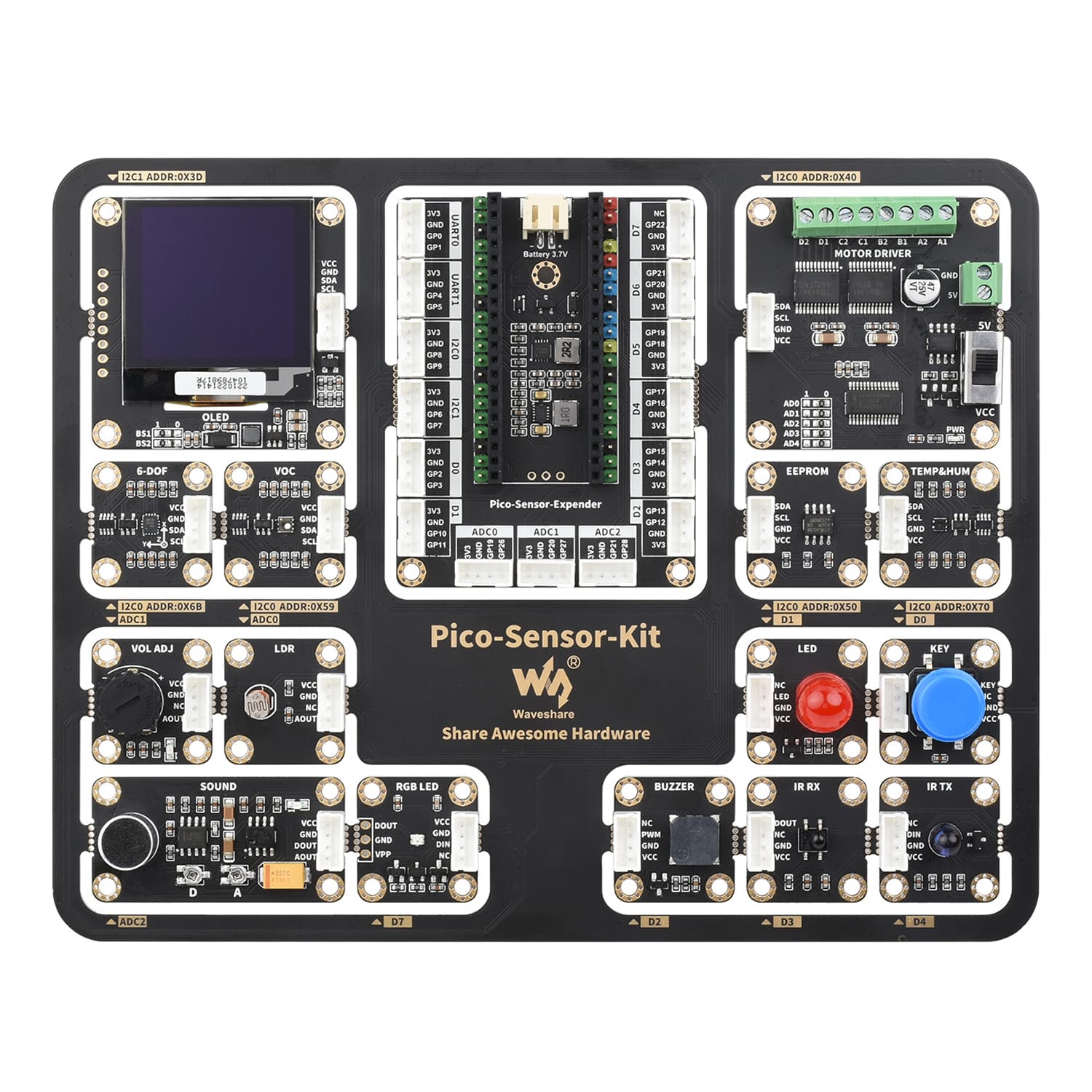 Entry-Level Sensor Kit for Pico by Waveshare - The Pi Hut