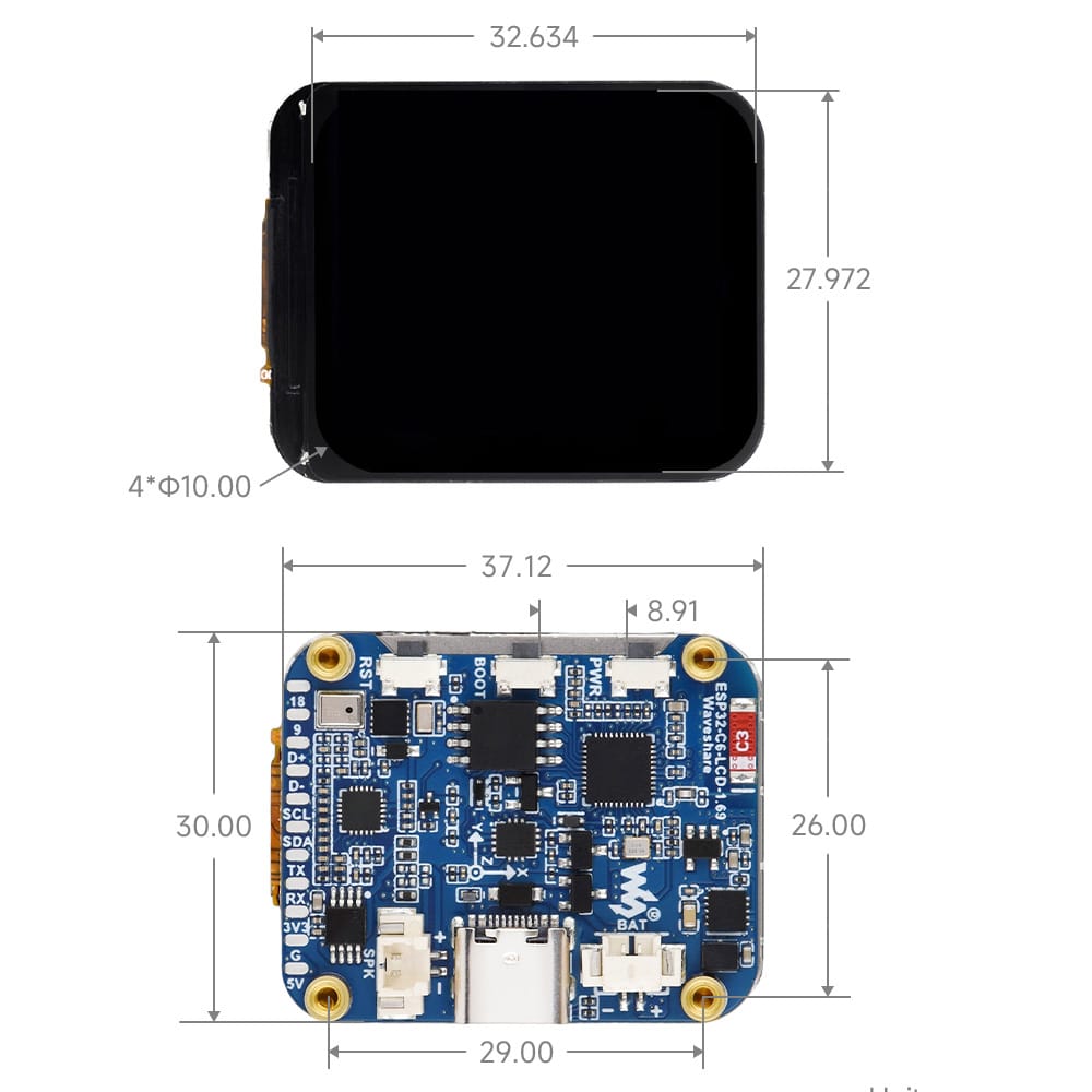 ESP32-C6 1.69" IPS LCD Display Dev Board (240x280) by Waveshare - The Pi Hut