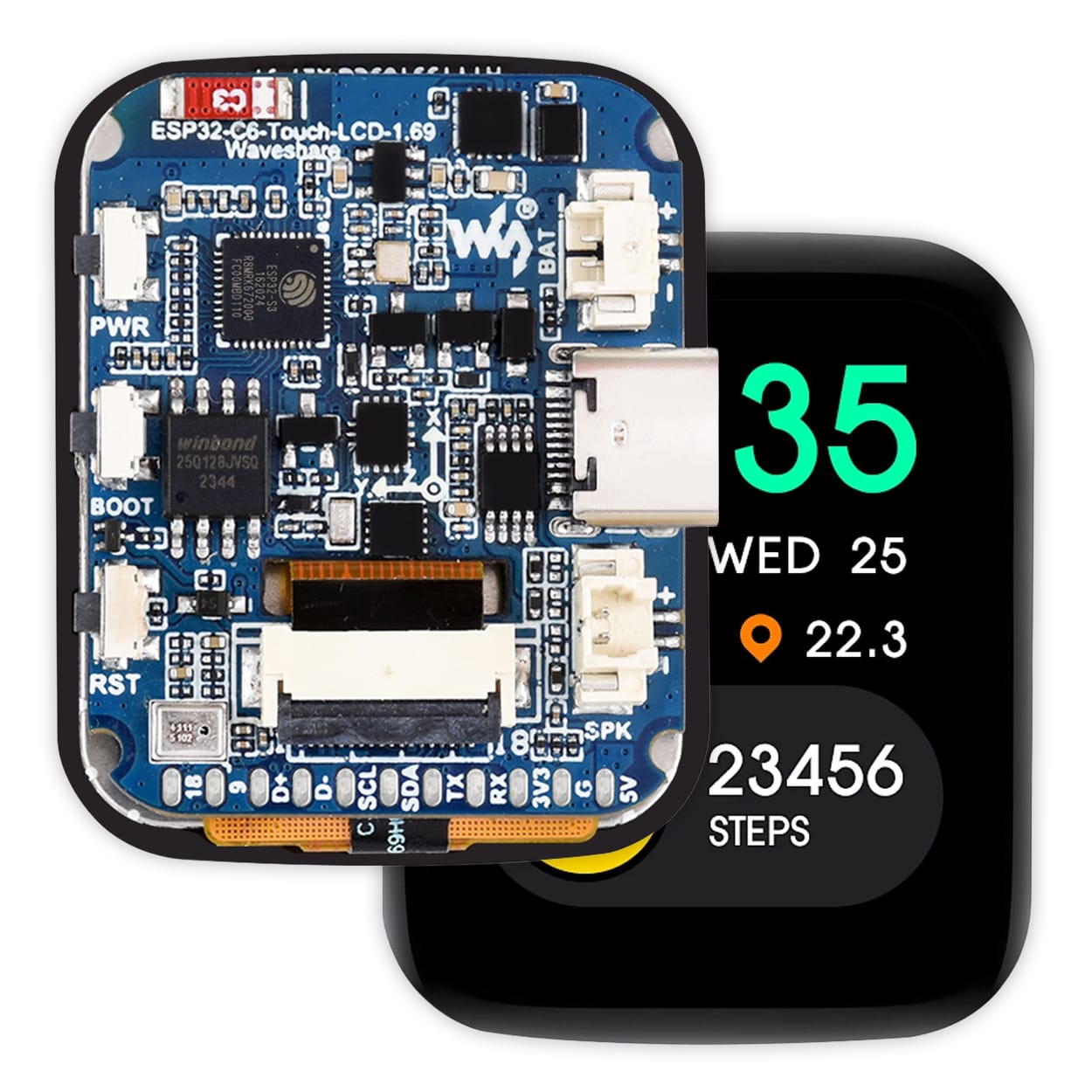 ESP32-C6 1.69" Touch Display Dev Board (240×280) by Waveshare - The Pi Hut