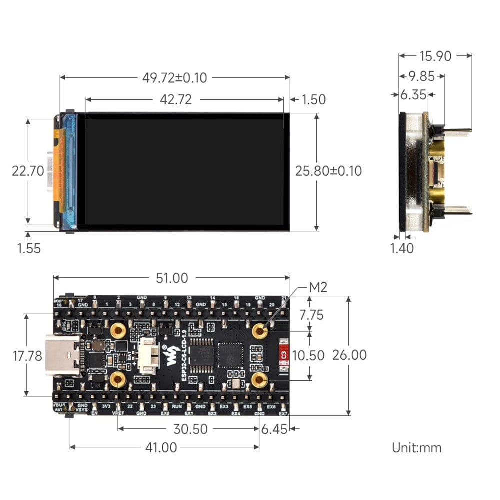 ESP32-C6 1.9" Display Dev Board with IMU by Waveshare - The Pi Hut