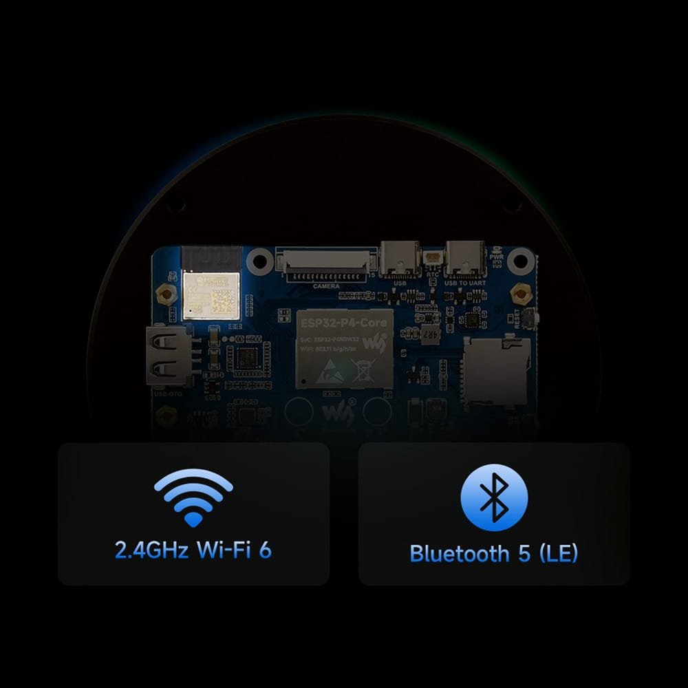 ESP32-P4 3.4" Round Touch Display Dev Board (800x800) by Waveshare - The Pi Hut