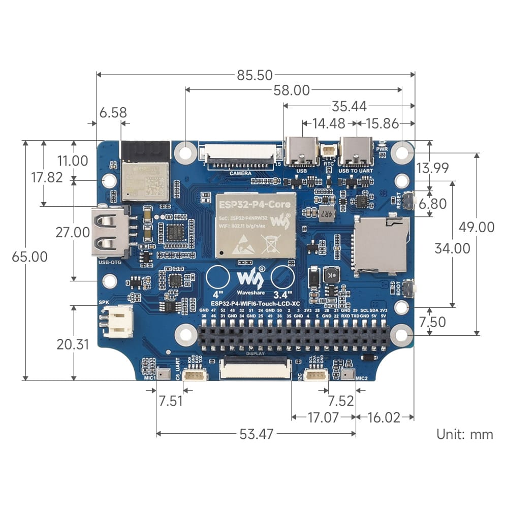 ESP32-P4 3.4" Round Touch Display Dev Board (800x800) by Waveshare - The Pi Hut