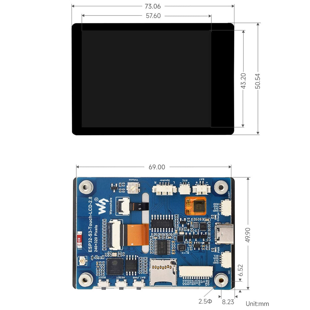 ESP32-S2 Development Board with 2.8" IPS Capacitive Touch Display (240 x 320)