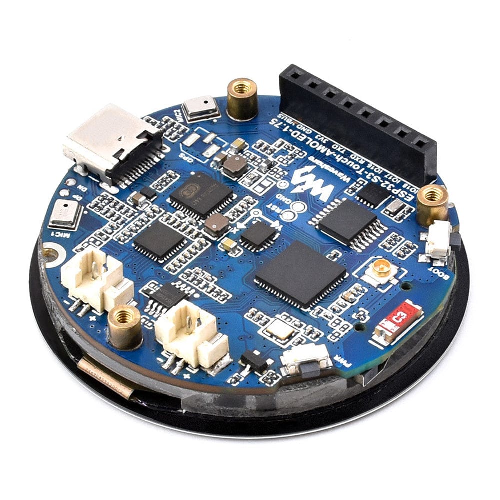 ESP32-S3 1.75" AMOLED Round Touch Display Dev Board (466x466) by Waveshare - The Pi Hut