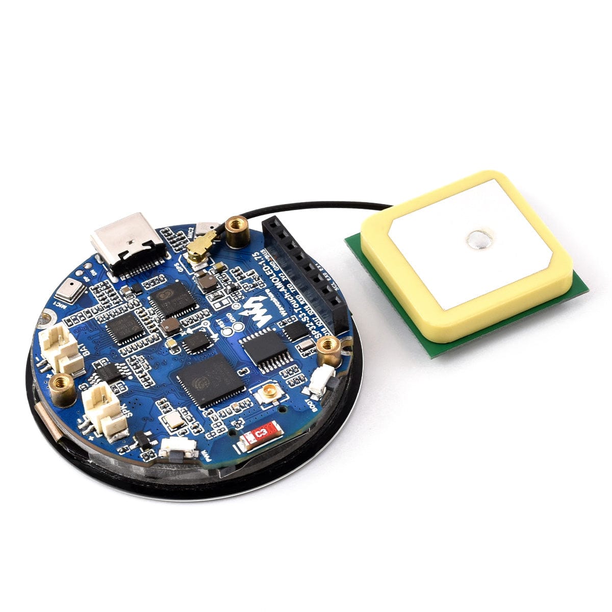 ESP32-S3 1.75" AMOLED Round Touch Display Dev Board (466x466) by Waveshare - The Pi Hut