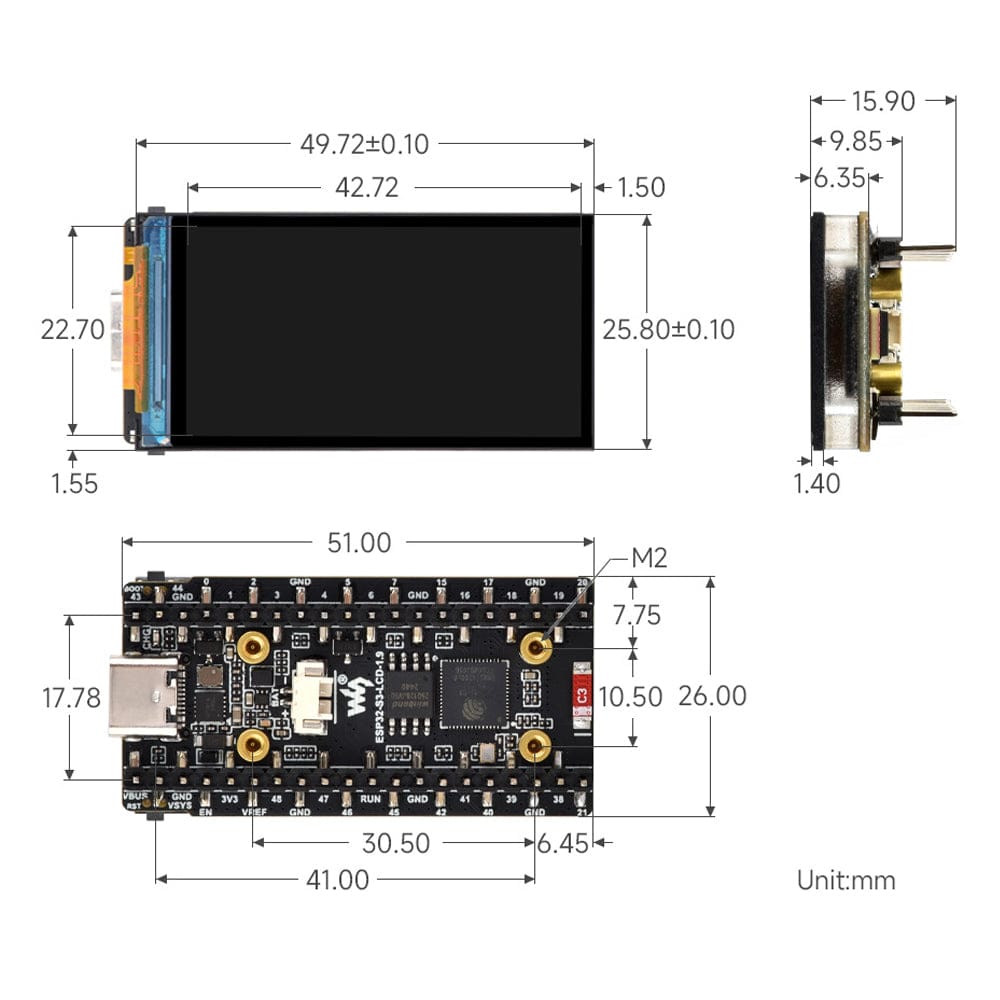 ESP32-S3 1.9" Display Dev Board with IMU by Waveshare - The Pi Hut