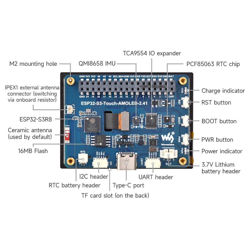 ESP32-S3 2.41" AMOLED Touch Display Dev Board with Case (600x450) by Waveshare - The Pi Hut