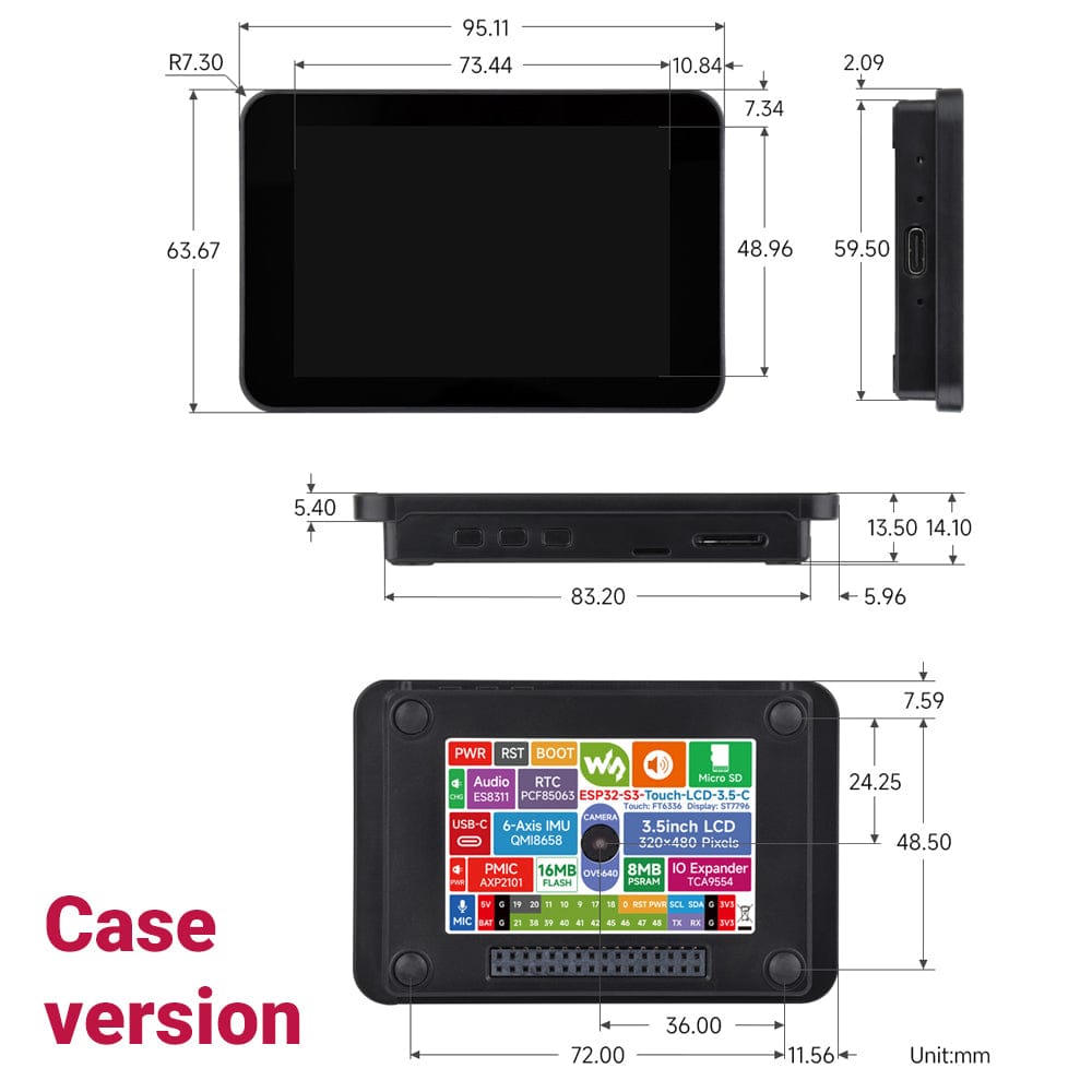ESP32-S3 3.5" Capacitive Touch Display Dev Board (320x480) by Waveshare - The Pi Hut