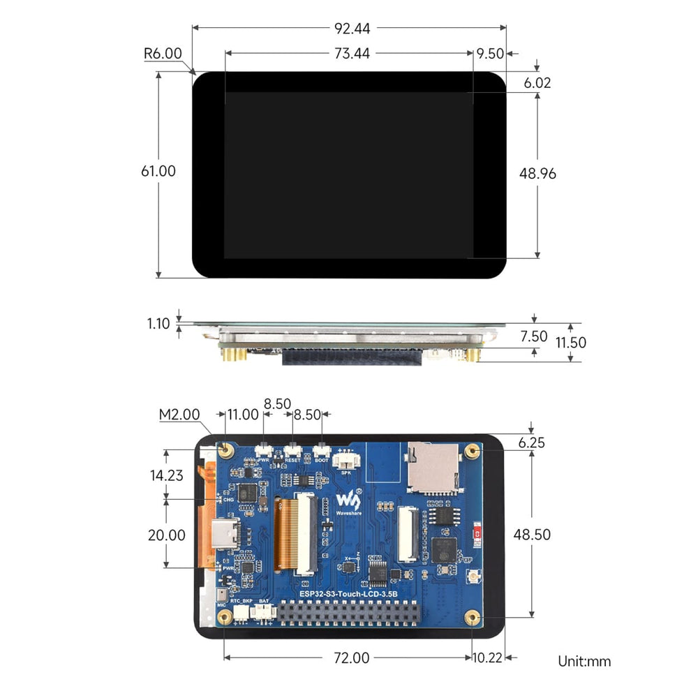 ESP32-S3 3.5" IPS Capacitive Touch Display Dev Board (B) - 320×480 by Waveshare - The Pi Hut