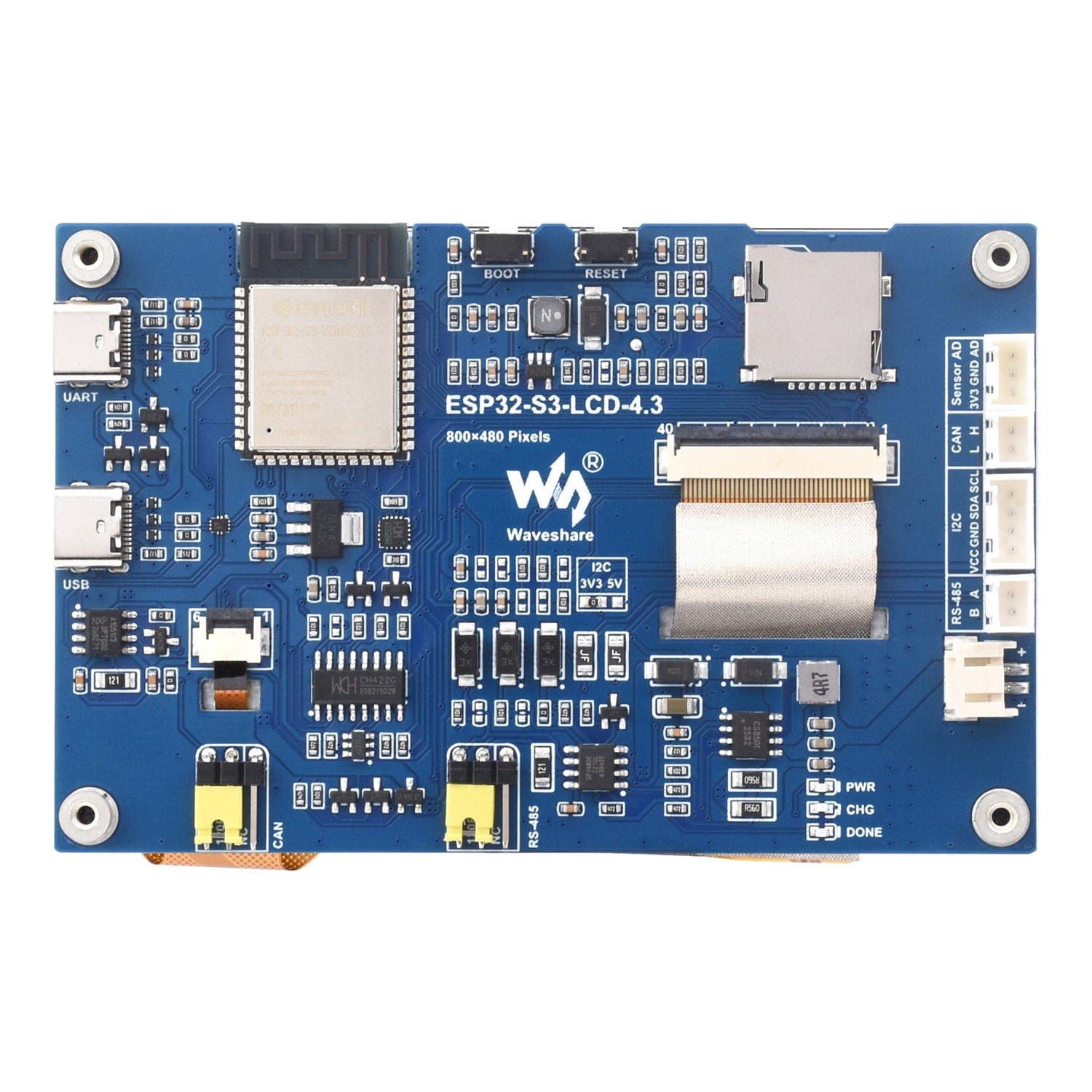 ESP32-S3 4.3" Touch Display Dev Board (800x480) by Waveshare - The Pi Hut
