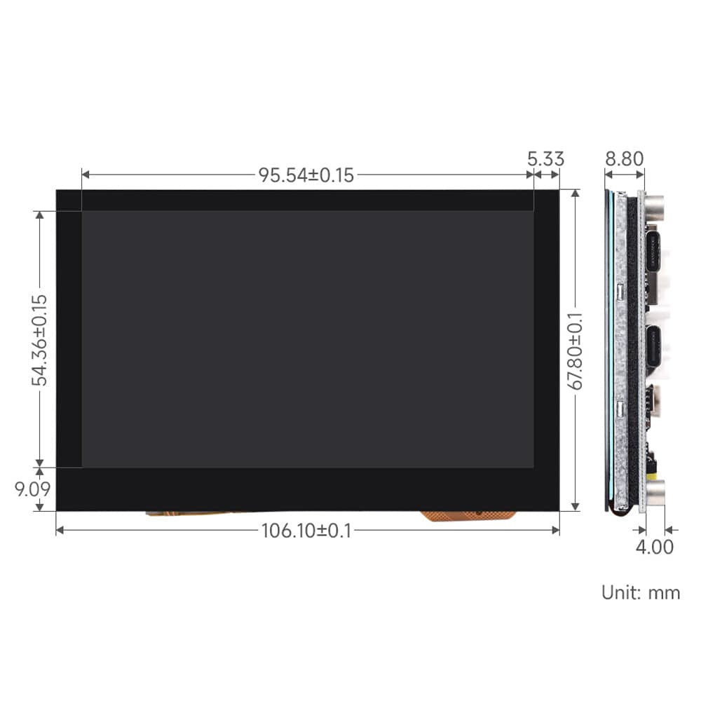 ESP32-S3 4.3" Touch Display Dev Board (800x480) by Waveshare - The Pi Hut