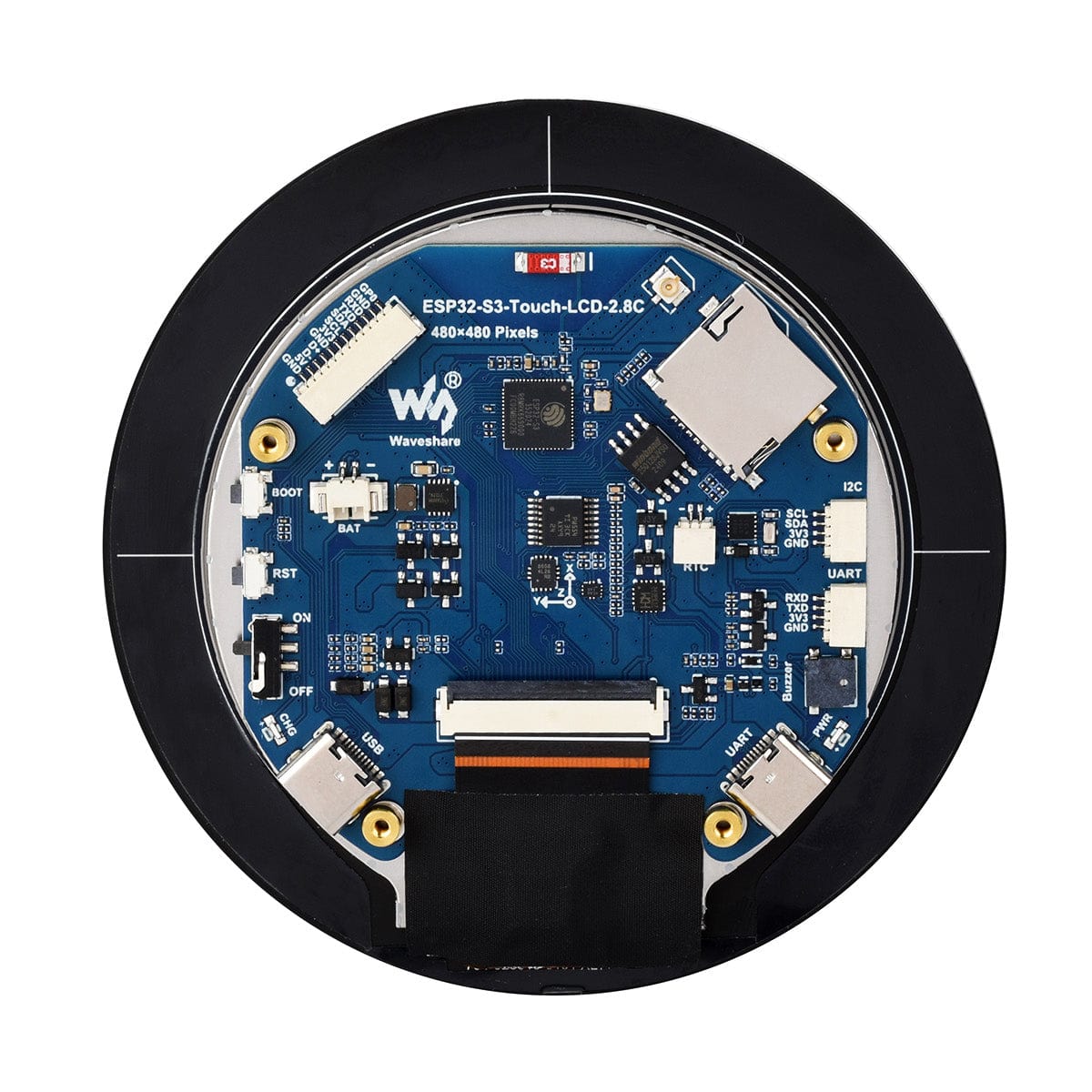 ESP32-S3 Development Board with 2.8" IPS LCD Capacitive Touch Round Display (480 x 480)