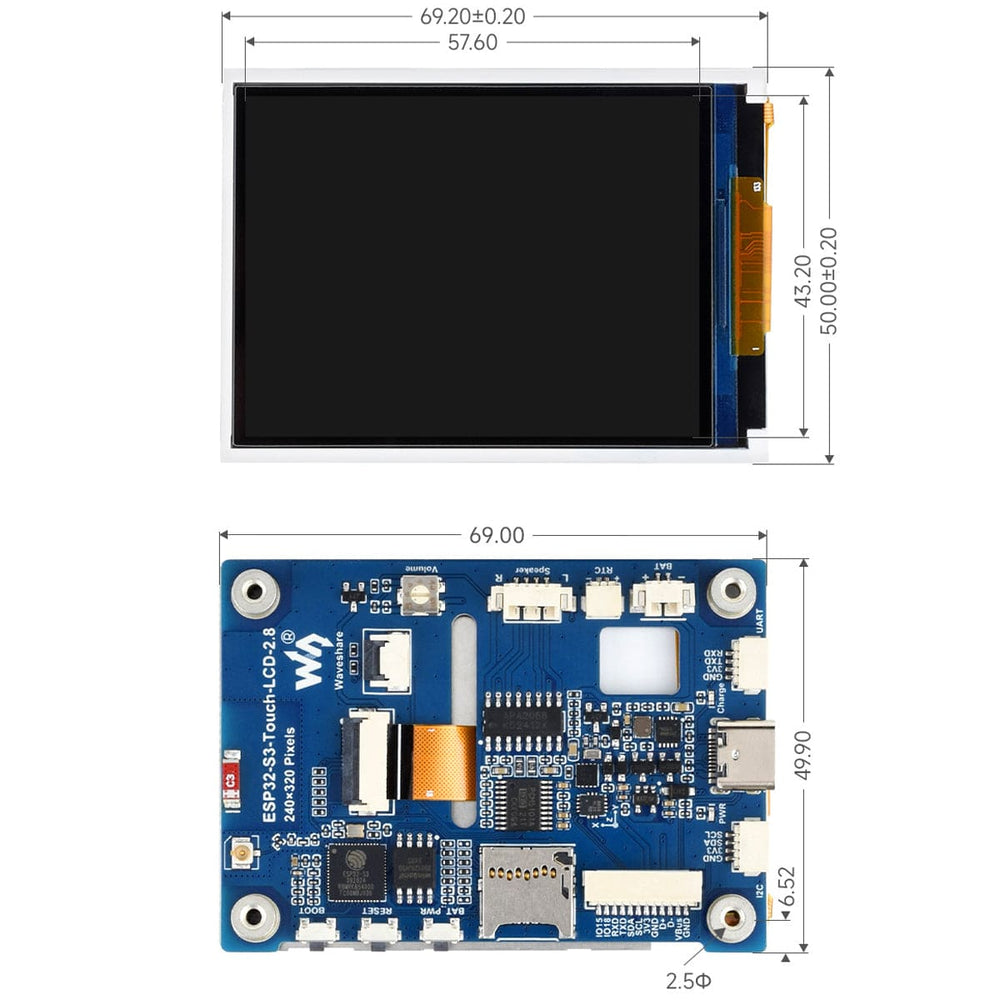 ESP32-S3 Development Board with 2.8" IPS LCD Display (240 x 320)