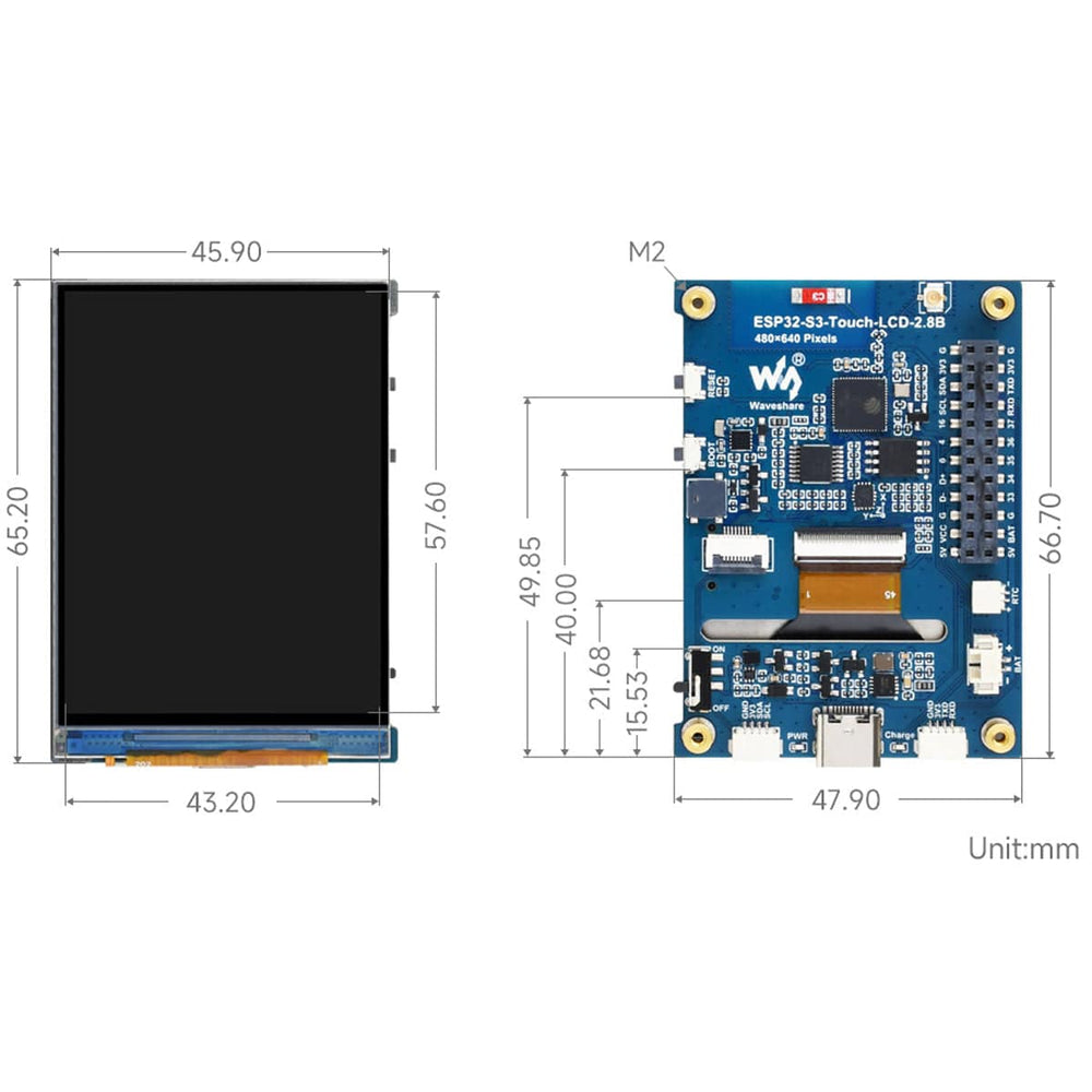 ESP32-S3 Development Board with 2.8" IPS LCD Display (480 x 640) - The Pi Hut