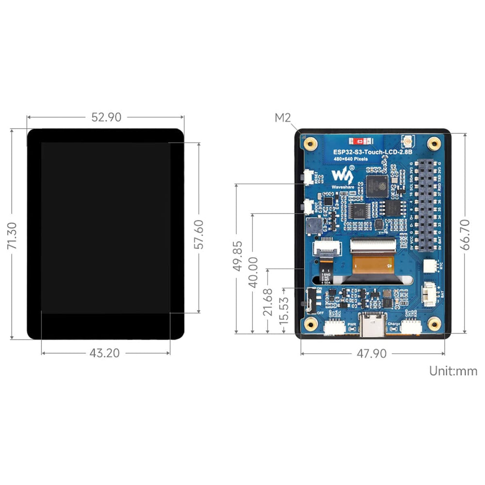 ESP32-S3 Development Board with 2.8" IPS LCD Display (480 x 640) - The Pi Hut