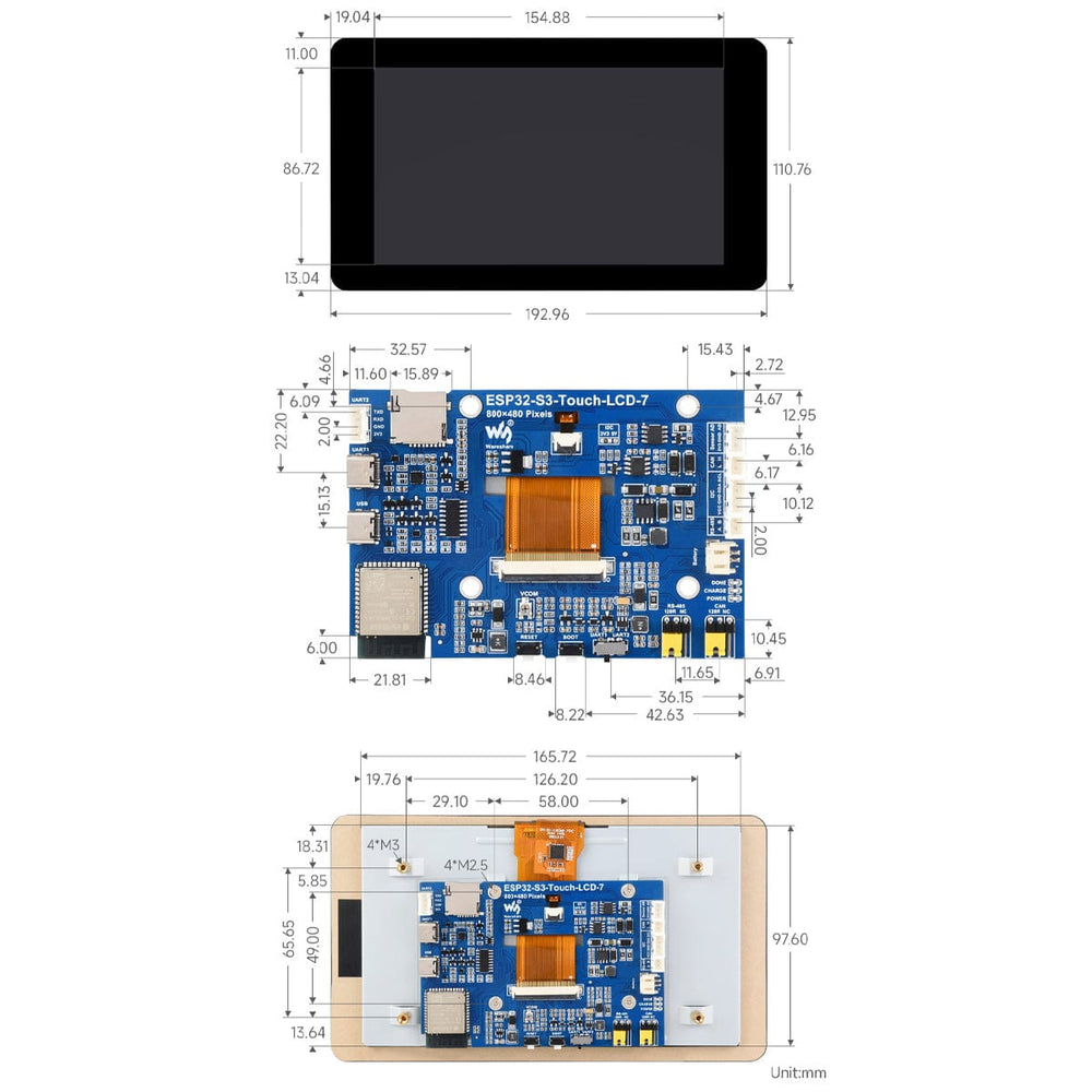 ESP32-S3 Development Board with 7" Capacitive Touch LCD Display (800 x 480) - The Pi Hut
