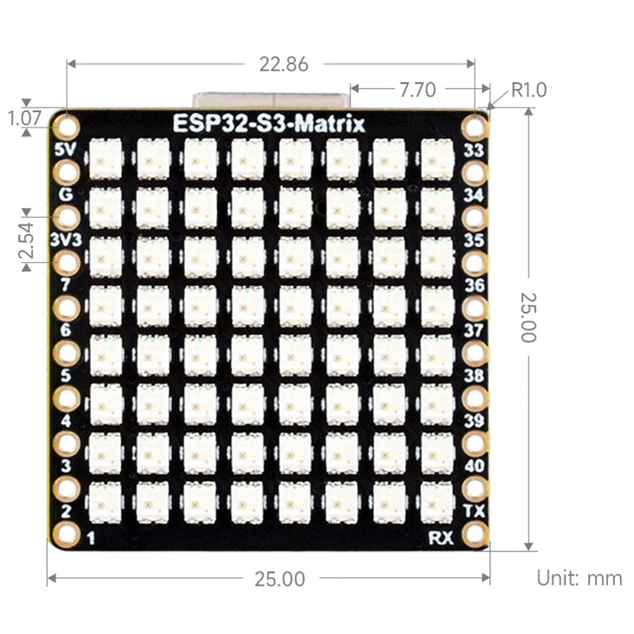 Esp32 Led Matrix 8x32 ESP32-S3 Development Board with 8 x 8 RGB LED Matrix - The Pi Hut