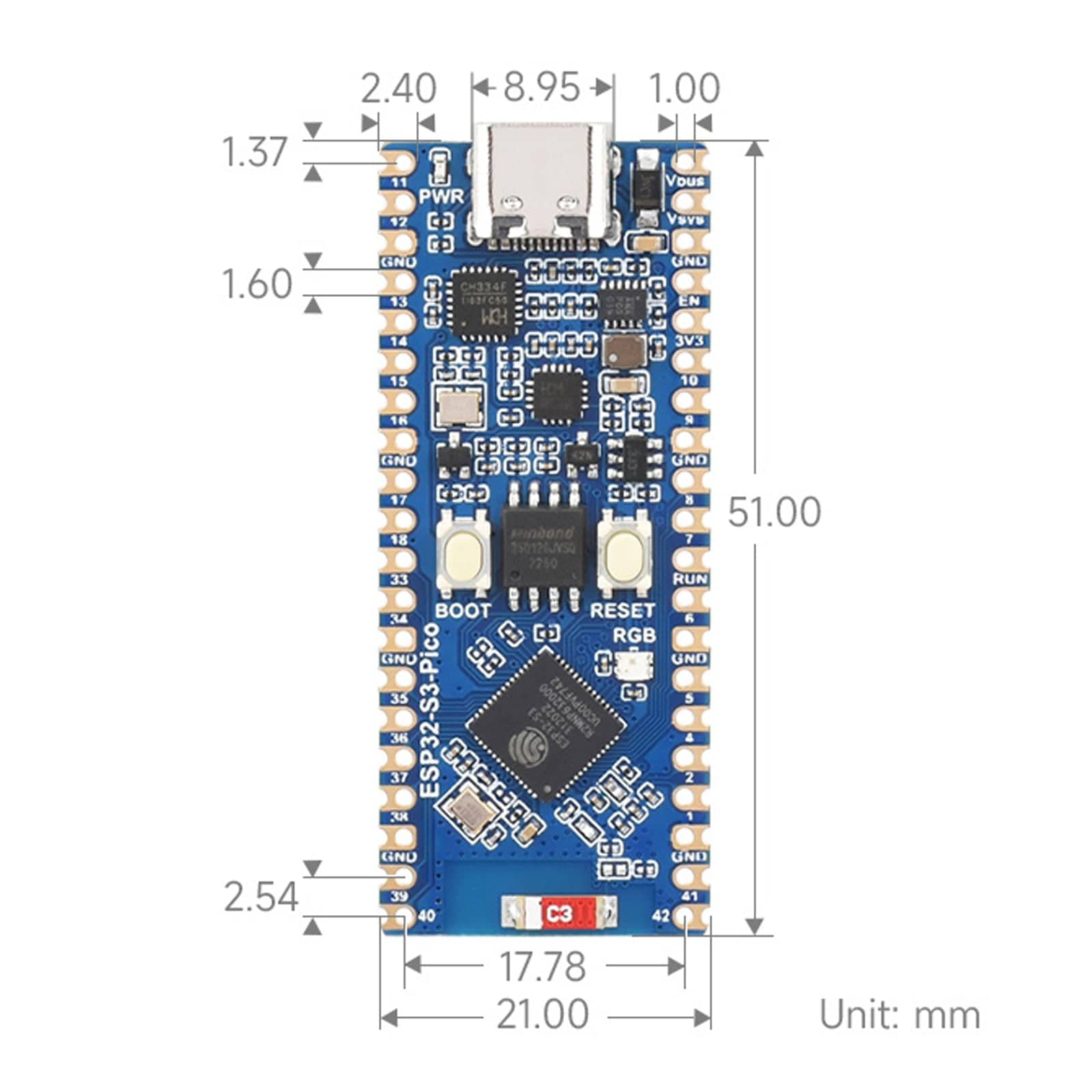 ESP32-S3 Microcontroller (2.4 GHz) - The Pi Hut