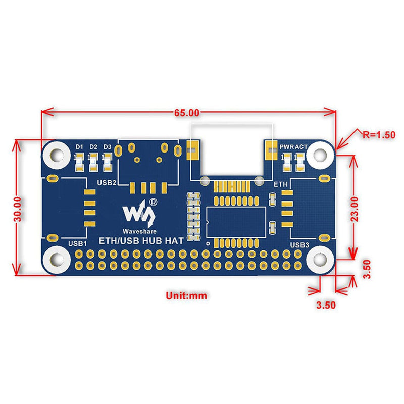 Netx Hat Raspberry Pi Ethernet and USB HUB HAT for Raspberry Pi - The Pi Hut