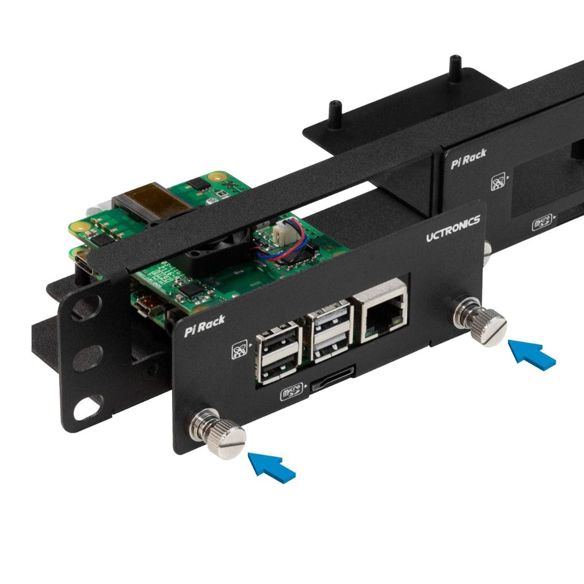 Front-Removable 1U 19" Rack Mount for Raspberry Pi by Uctronics - The Pi Hut