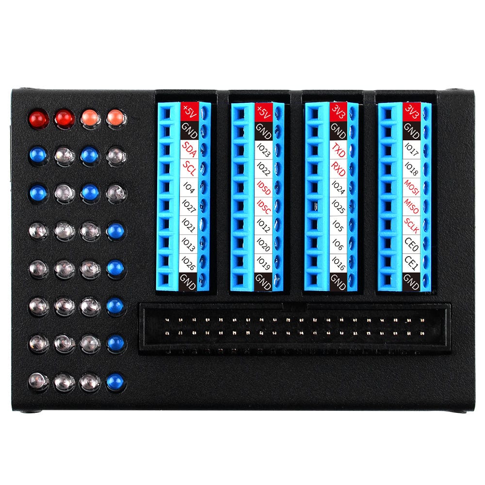 GPIO Terminal Board with LED Indicators + Aluminium Case for Pi 4 - The Pi Hut