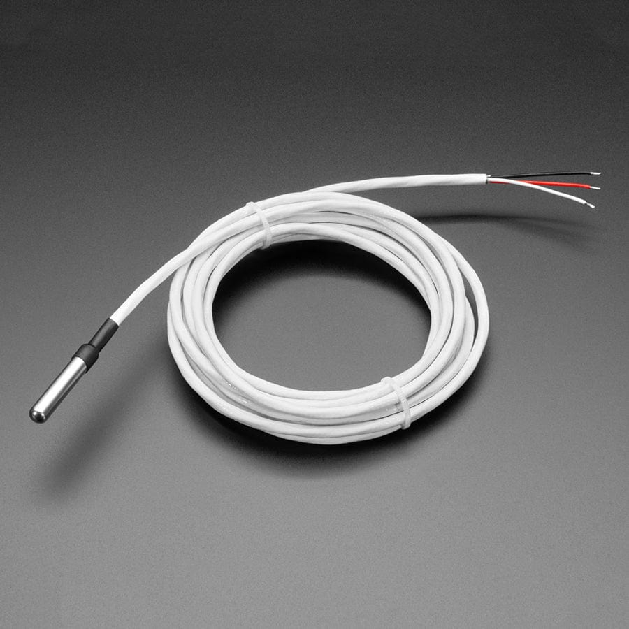 High Temp Waterproof DS18B20 Digital Temperature Sensor - 3m long - The Pi Hut