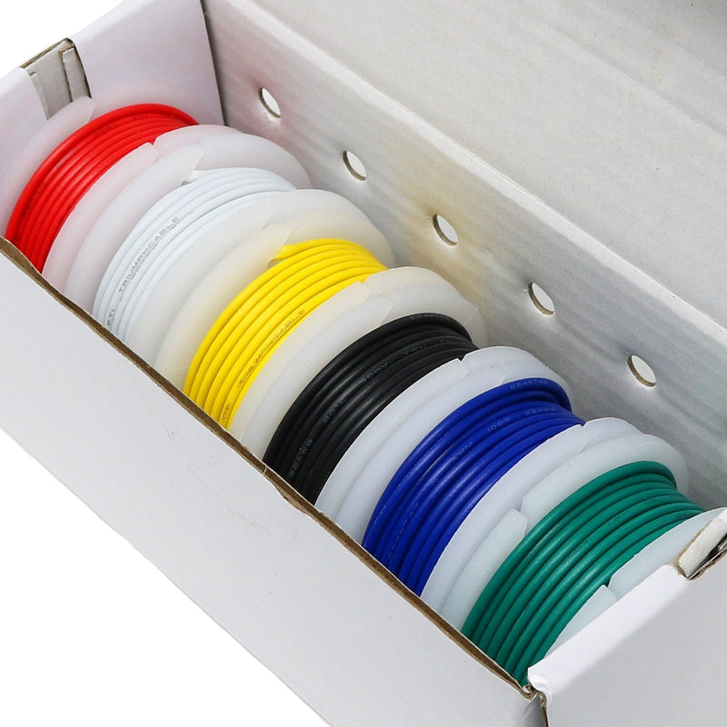 Hook-up Wire Spool Set - 22AWG Stranded-Core - 6 x 25ft - The Pi Hut