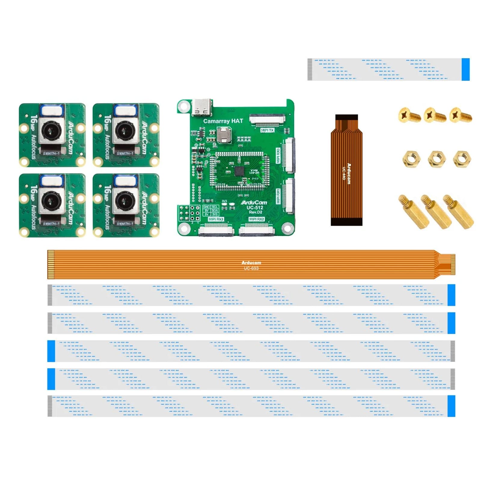 IMX519 16MP Autofocus Synchronised Quad-Camera Kit for Raspberry Pi by Arducam - The Pi Hut