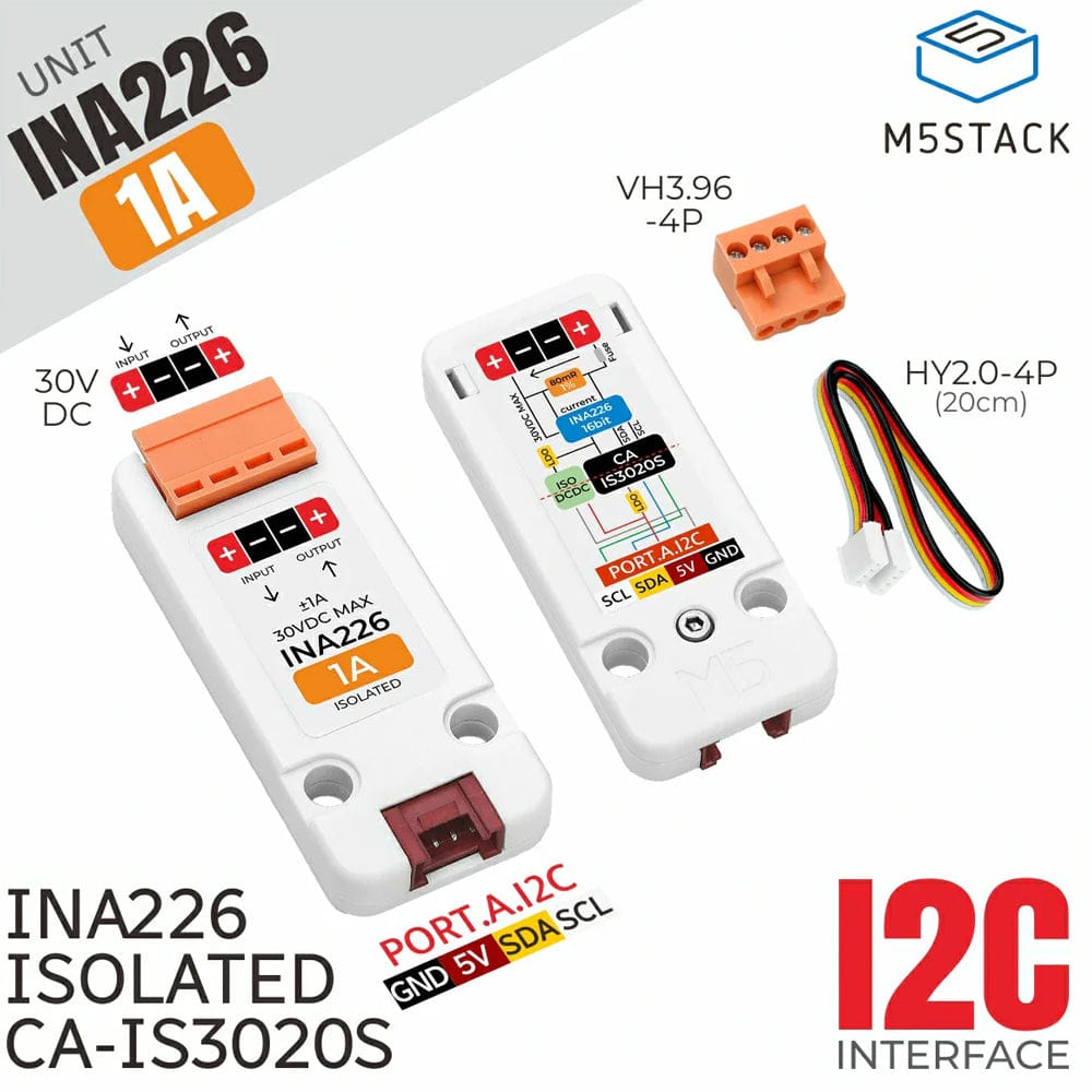 INA226-1A Current Voltage Power Monitor Unit by M5Stack - The Pi Hut