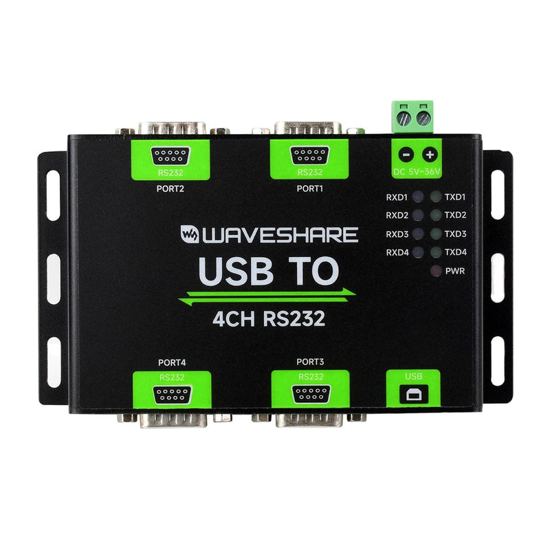 Industrial Isolated USB To 4-Channel RS232 Converter (Female Port) - The Pi Hut