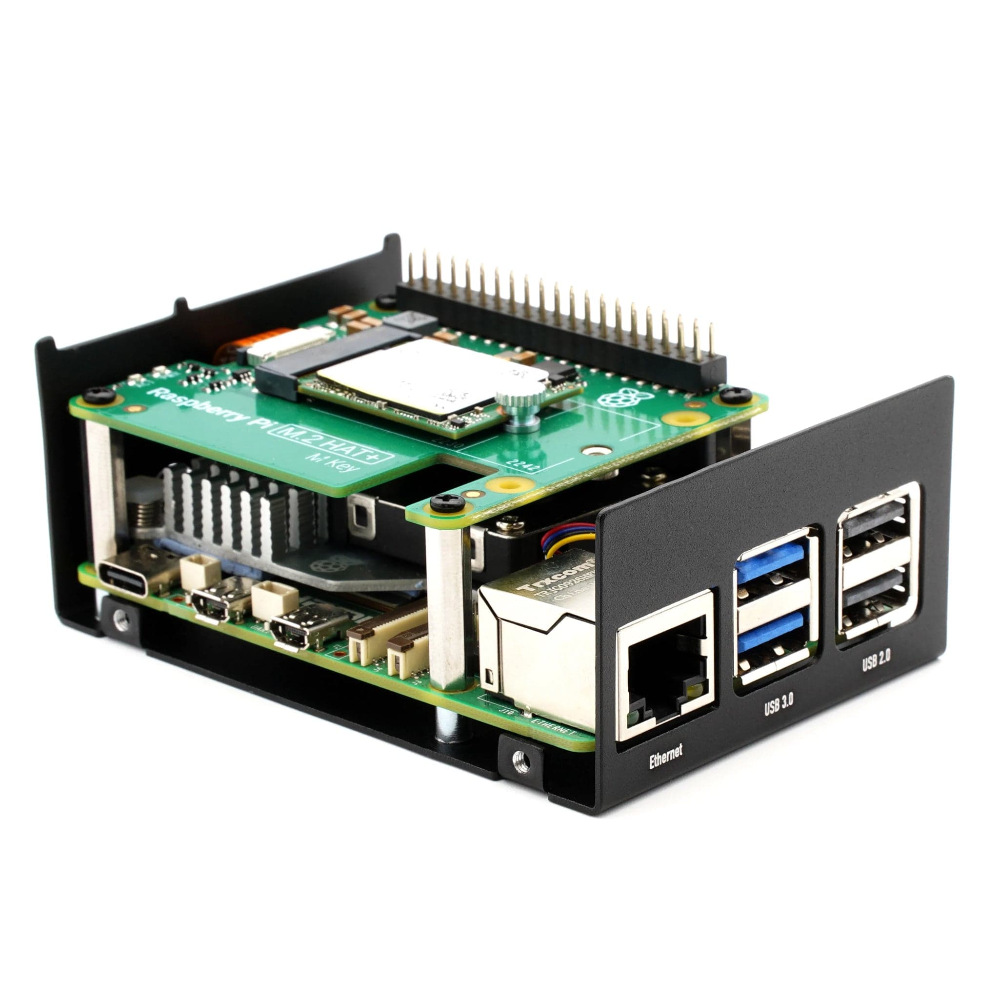 Custodia In Alluminio KKSB Per Raspberry Pi 5 – Modello Alto Per Doppio HAT E NVMe, Compatibile Con Raffreddatore Ufficiale, Con Montaggio A Parete