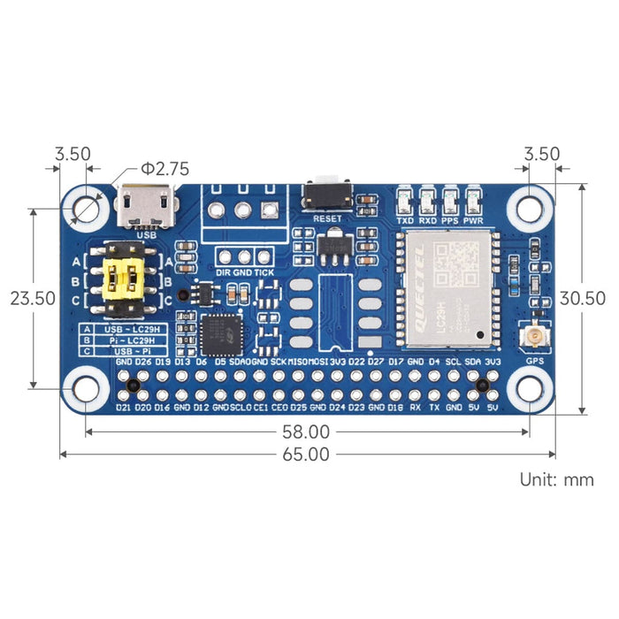 GPS-module, RTK-functie GNSS-uitbreidingskaart LC29H AA GPS HAT voor Moederbord