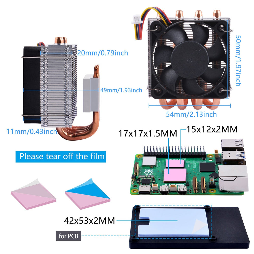 Low-profile ICE Tower Plus Cooler for Raspberry Pi 5