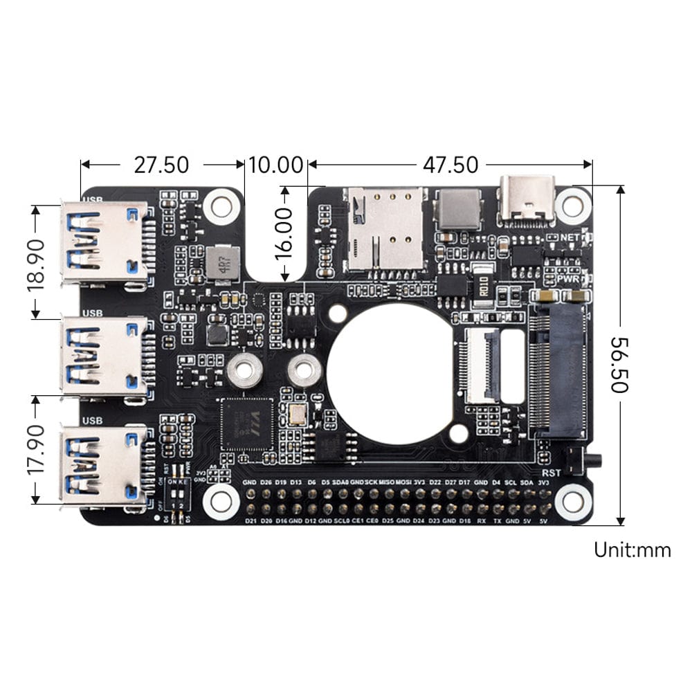 M.2 4G/5G USB 3.2 HAT for Raspberry Pi 5 by Waveshare - The Pi Hut
