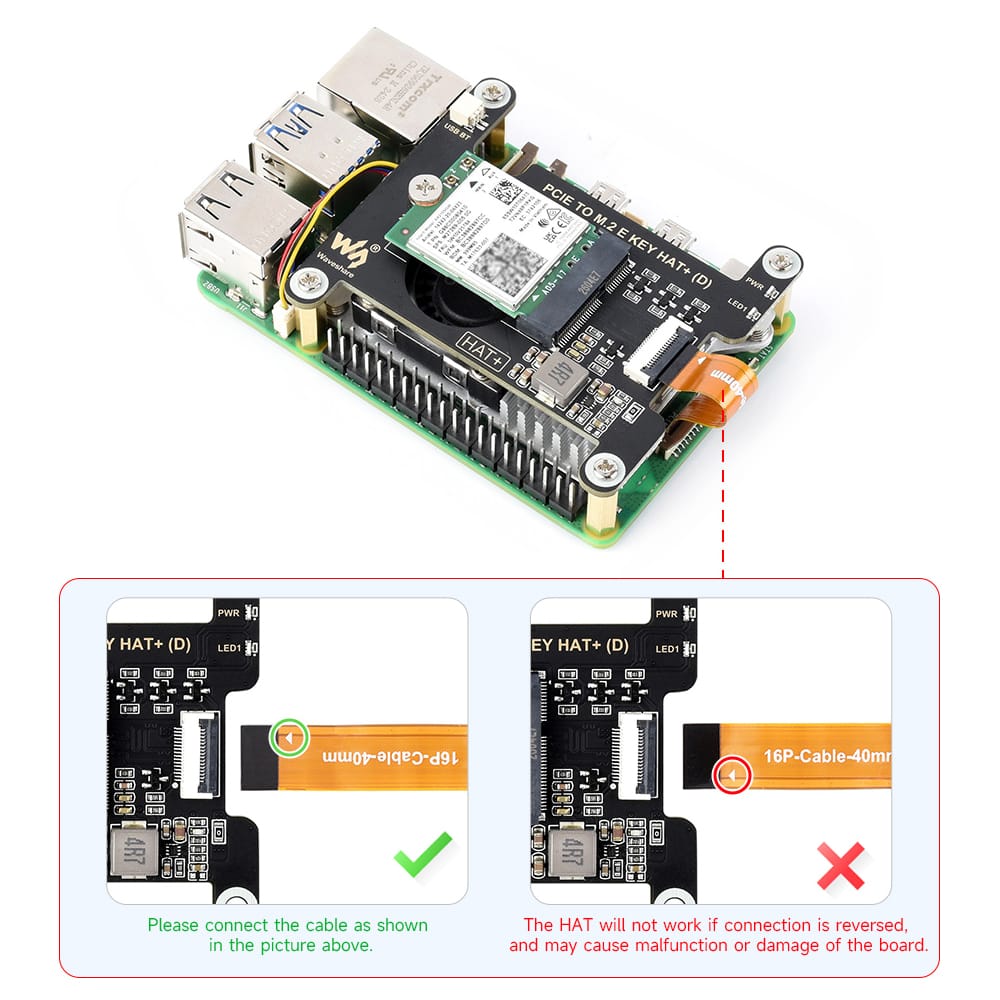 M.2 E-Key HAT (D) for Raspberry Pi 5 by Waveshare - The Pi Hut